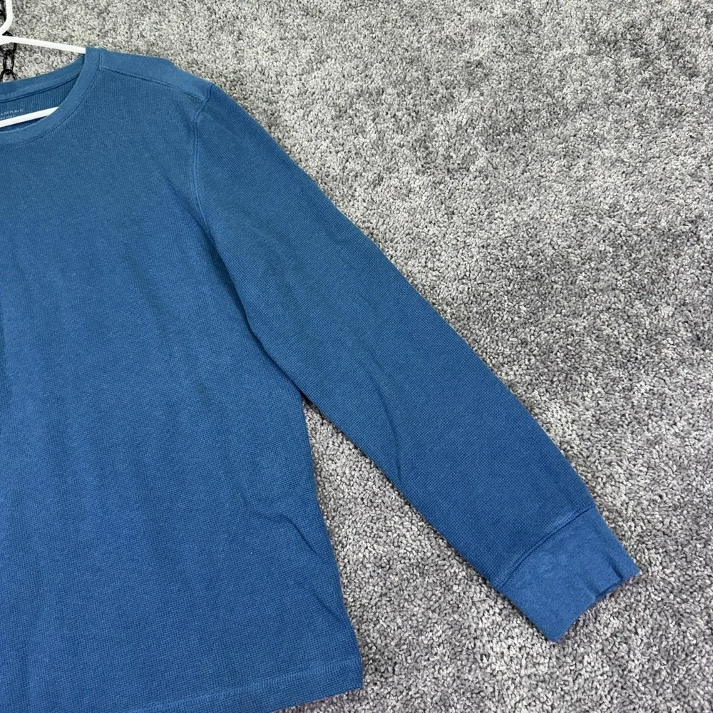 Banana Republic Shirt Mens Large Blue Thermal Waffle Knit Long Sleeve Crew Neck